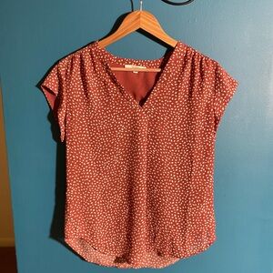 Fun 2 Fun Red and White Patterned Blouse